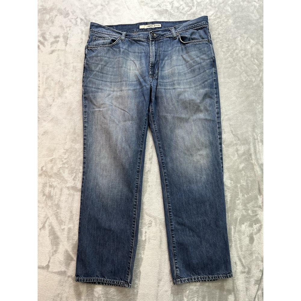 DKNY Soho Jeans Mens 38x30 Relaxed Straight Leg Blue Faded Y2K Denim Streetwear